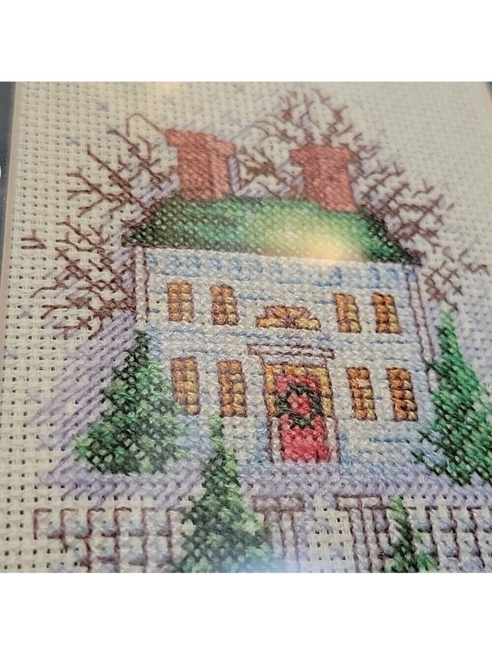 Vintage Christmas Cross Stitch In 5" X 7" Rosewood Frames (Set Of 2) - Picture 8 of 9